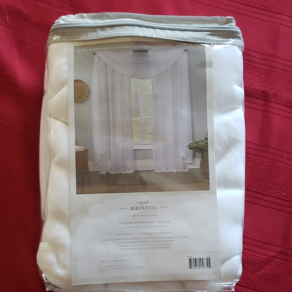 52" X 216" White Sheer Window Valance by Bristol